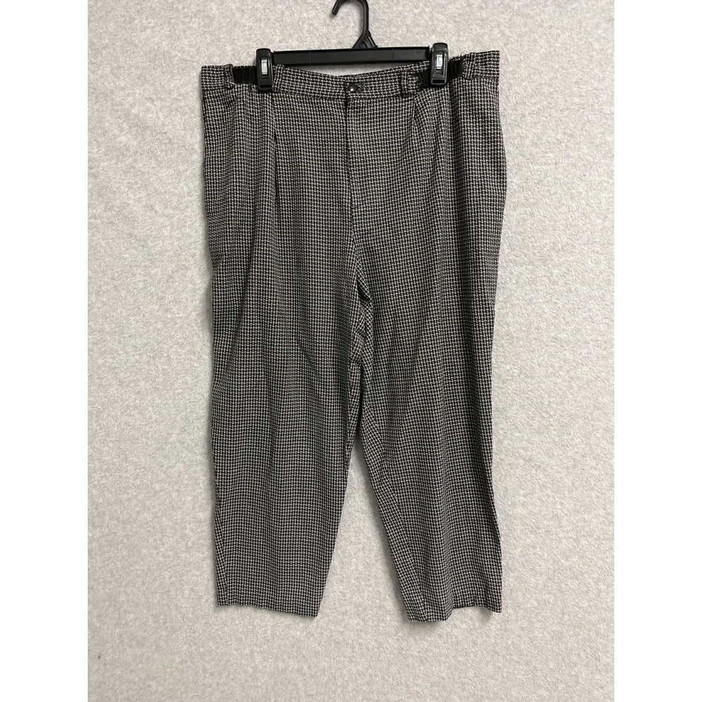 Worthington Dress Pants Womens 16 Black White Houndstooth Rayon Business Formal